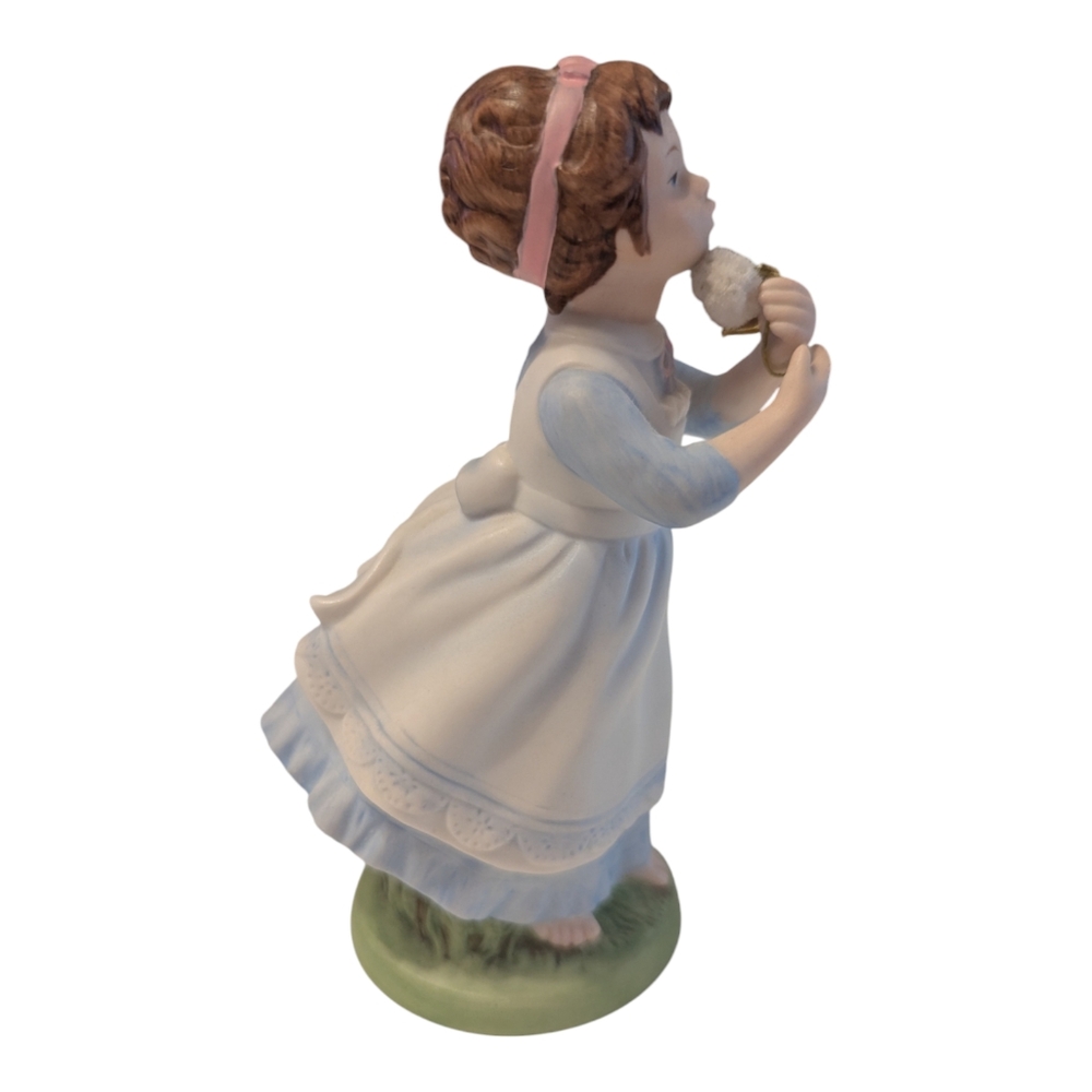 VTG 82 Avon Porcelain "Wishful Thoughts" Girl Figurine W Dandelion Hand-Painted - Picture 4 of 8